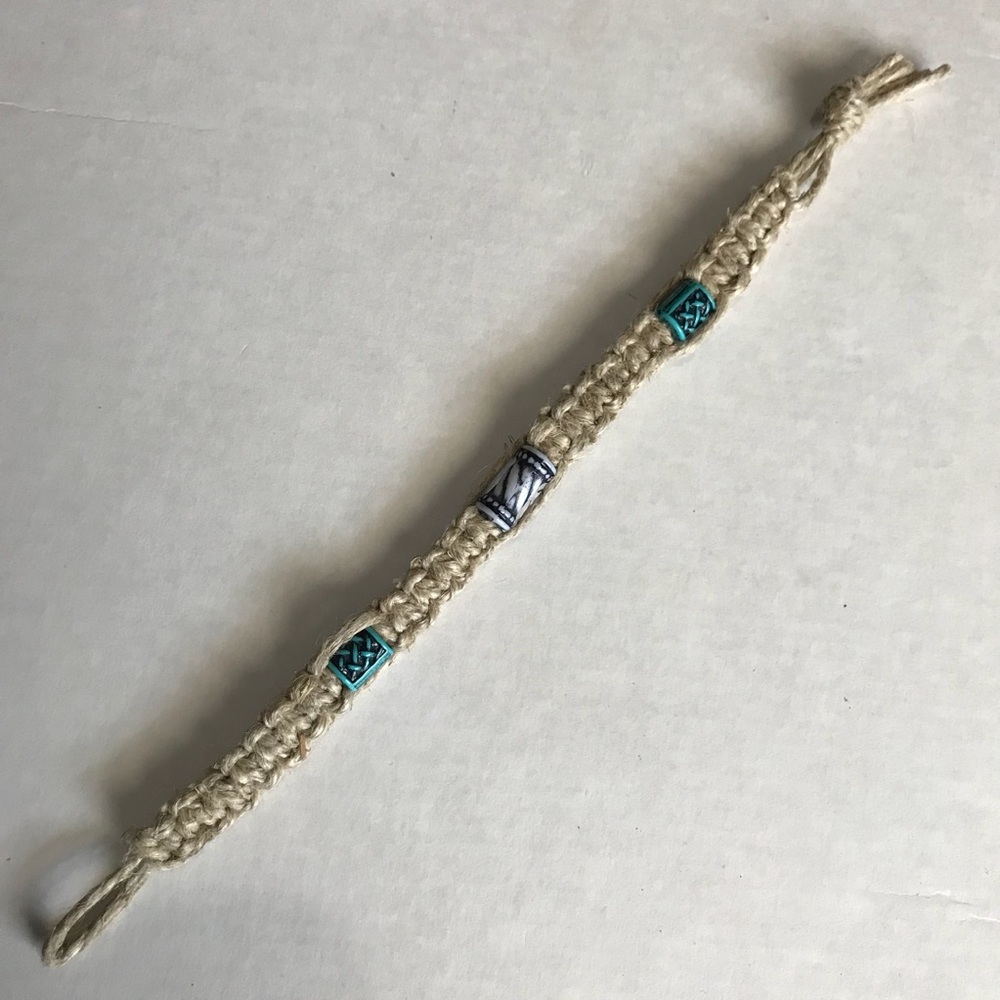 [Hand Made] HUSKY (Tan/ Teal) - Hemp Bracelet